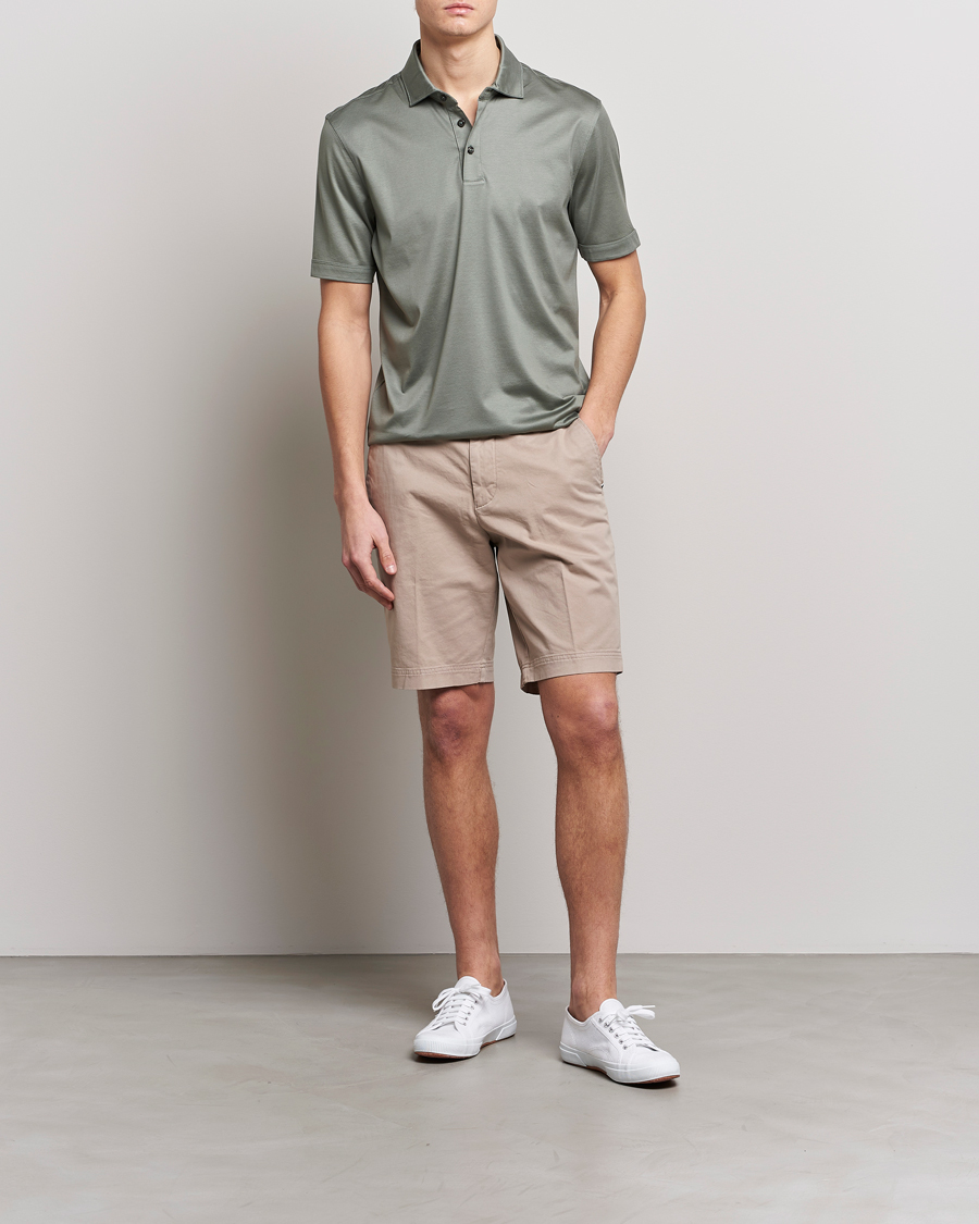 Men | Polo Shirts | BOSS BLACK | Press Cotton/Lyocell Polo Open Green