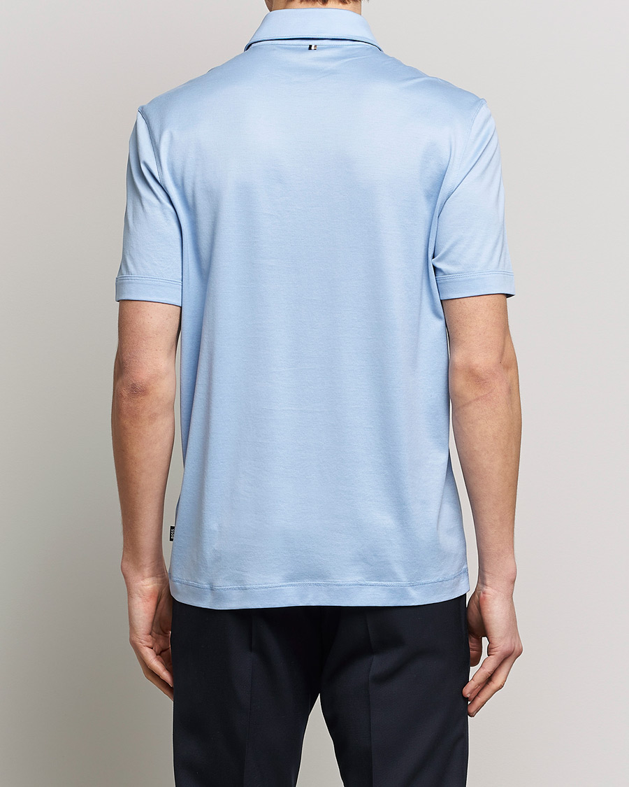 Men | Polo Shirts | BOSS BLACK | Press Cotton/Lyocell Polo Open Blue