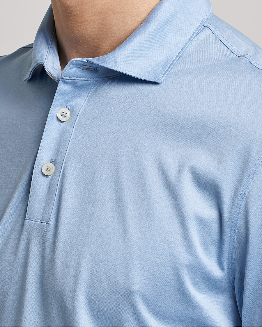 Men | Polo Shirts | BOSS BLACK | Press Cotton/Lyocell Polo Open Blue