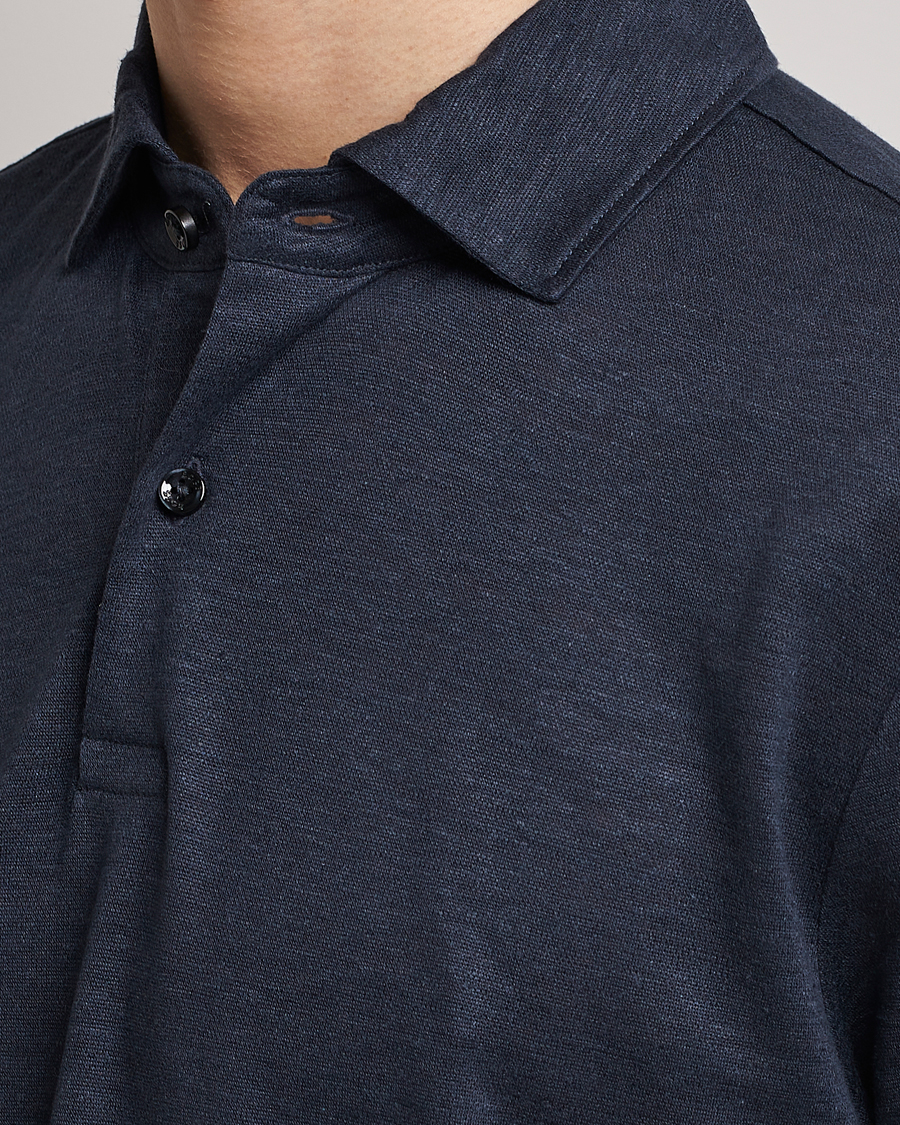 Men | Polo Shirts | BOSS BLACK | Press Linen Polo Dark Blue