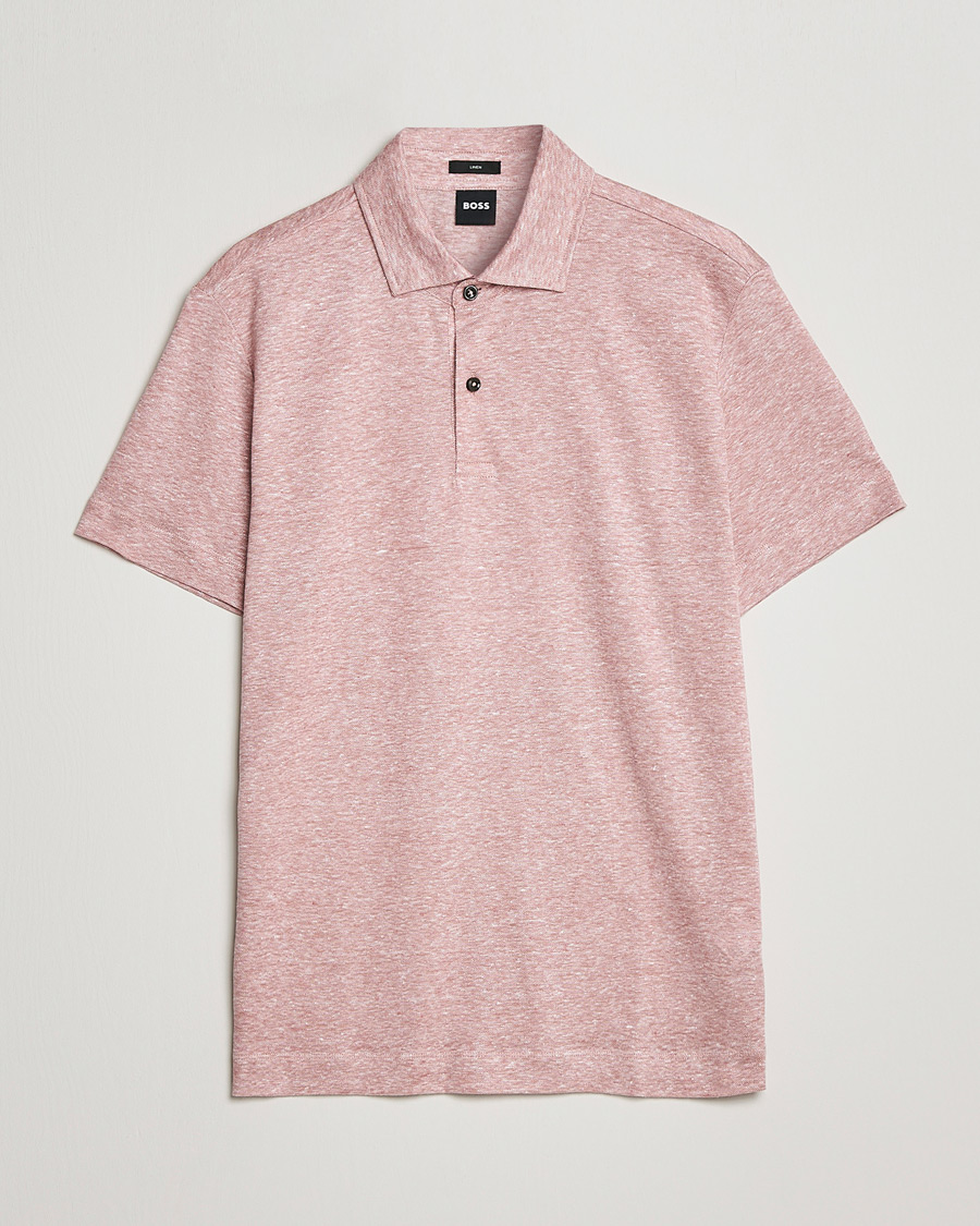 Men | Polo Shirts | BOSS BLACK | Press Linen Polo Open Pink