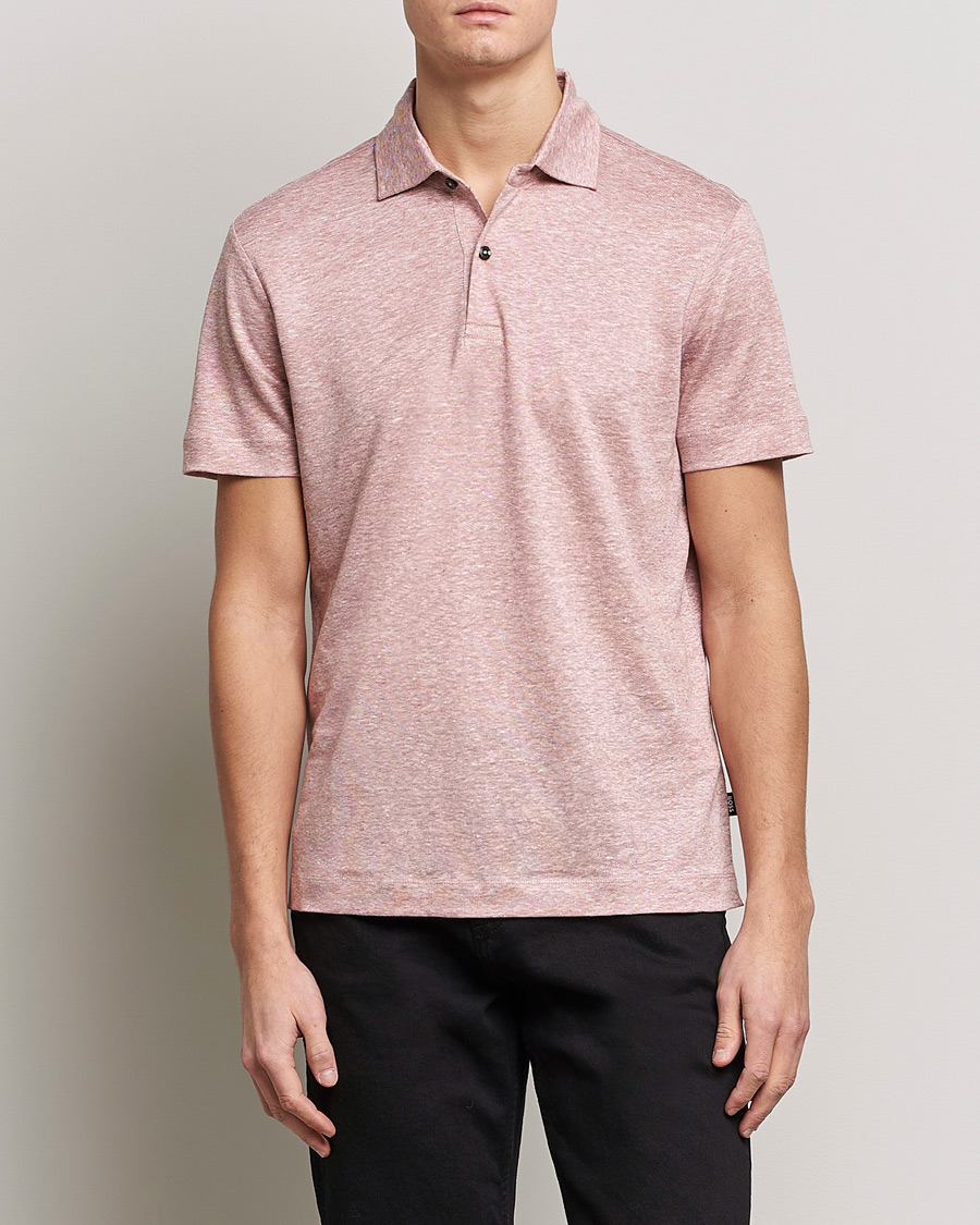 Men | Polo Shirts | BOSS BLACK | Press Linen Polo Open Pink