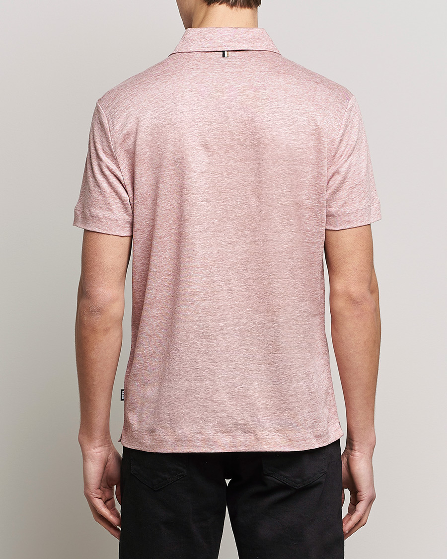 Men | Polo Shirts | BOSS BLACK | Press Linen Polo Open Pink