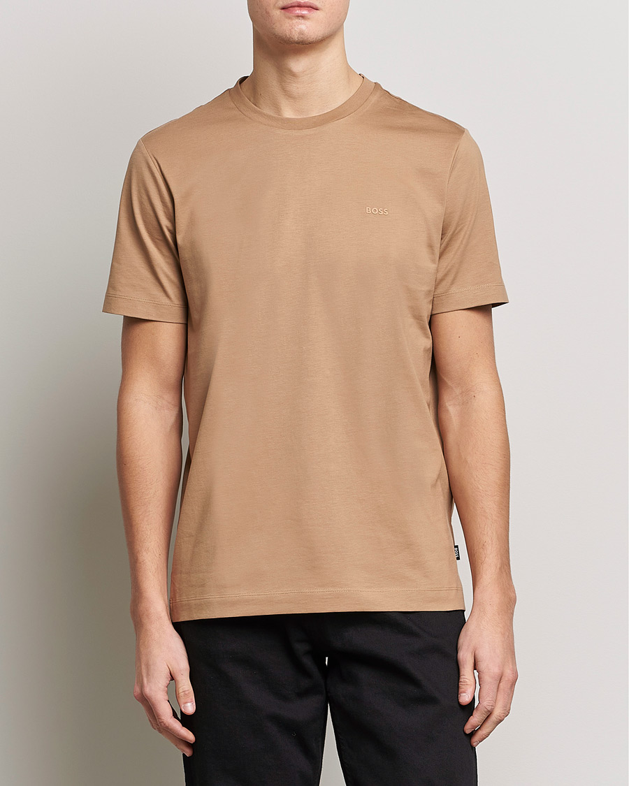 Men | T-Shirts | BOSS BLACK | Thompson Logo Crew Neck T-Shirt Medium Beige