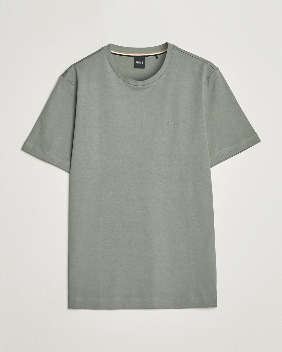 Men | T-Shirts | BOSS BLACK | Thompson Logo Crew Neck T-Shirt Open Green