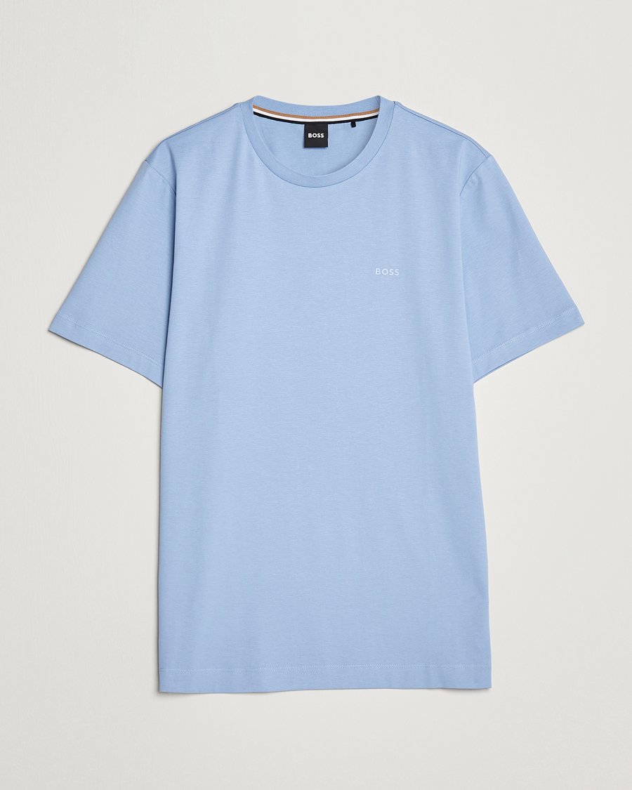 Men | T-Shirts | BOSS BLACK | Thompson Logo Crew Neck T-Shirt Open Blue
