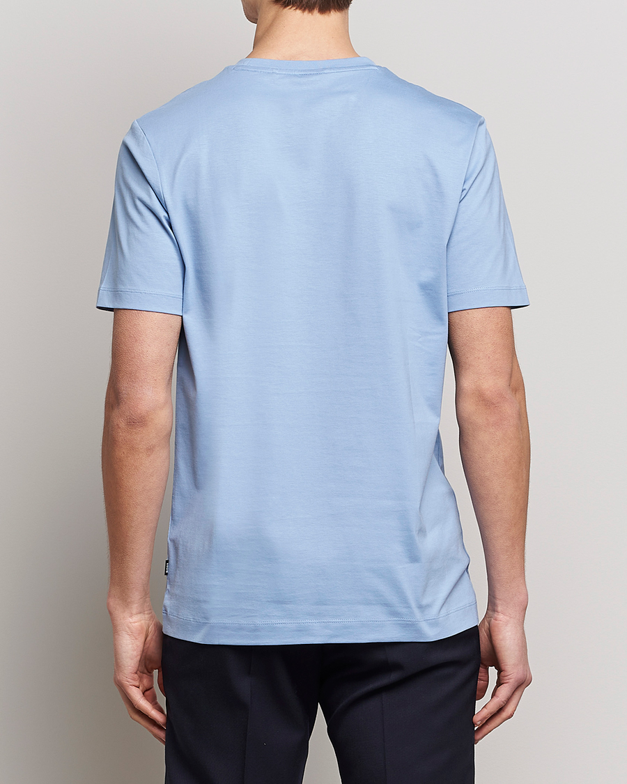 Men | T-Shirts | BOSS BLACK | Thompson Logo Crew Neck T-Shirt Open Blue