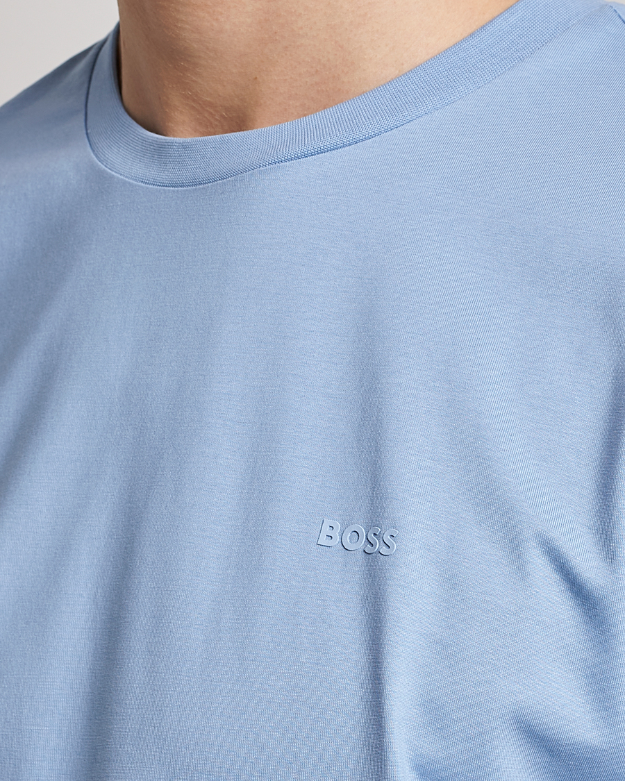 Men | T-Shirts | BOSS BLACK | Thompson Logo Crew Neck T-Shirt Open Blue