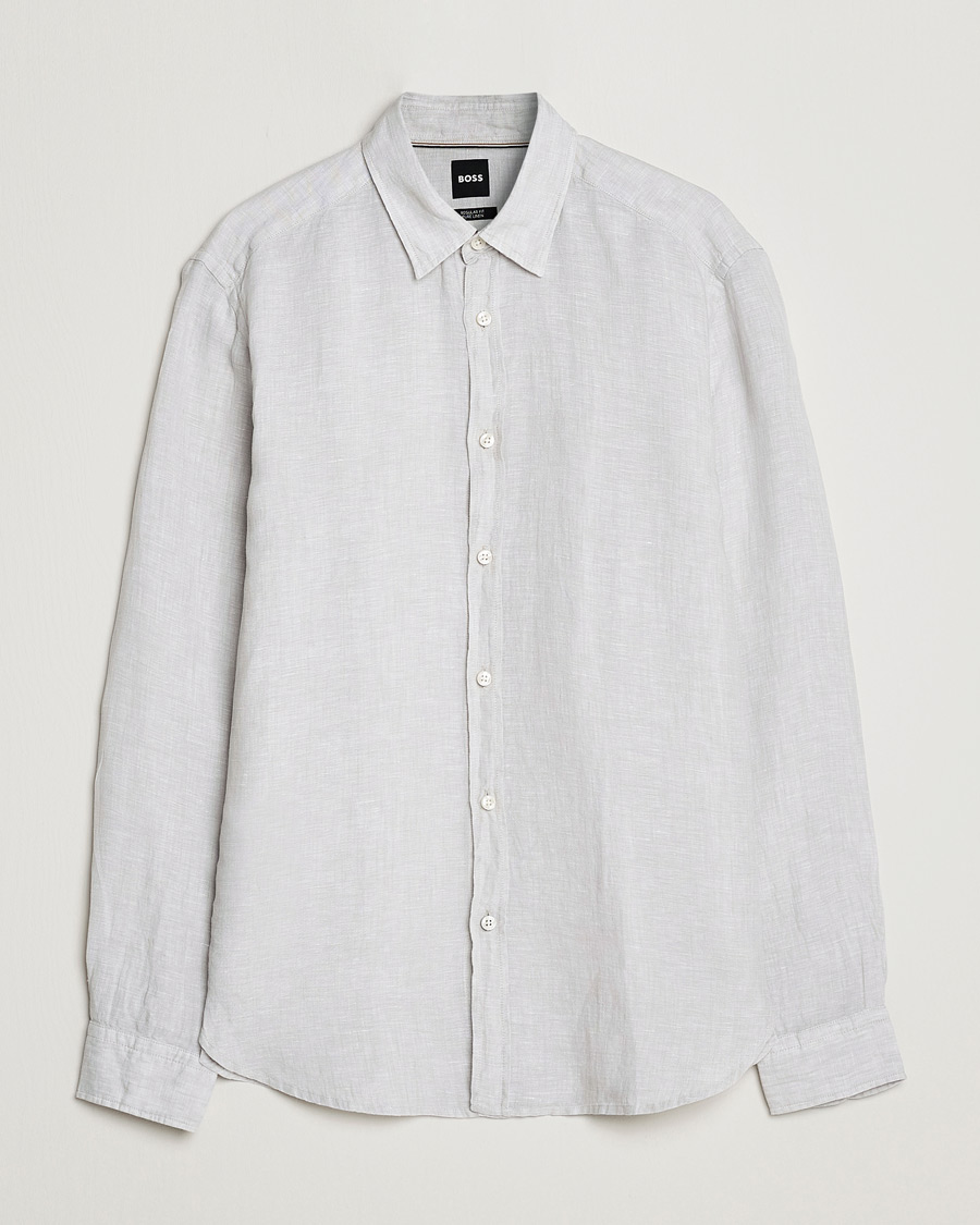 Men | Shirts | BOSS BLACK | Liam Linen Shirt Light Grey