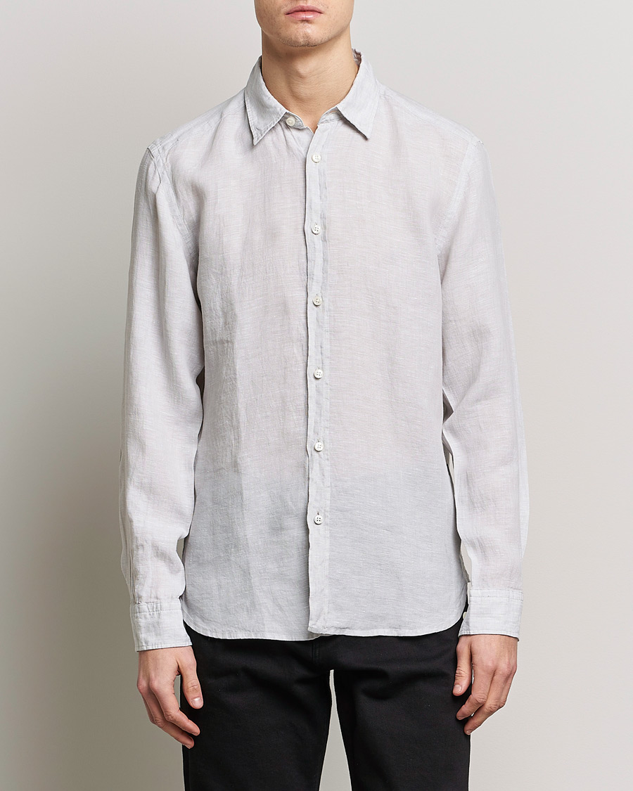 Men | BOSS BLACK | BOSS BLACK | Liam Linen Shirt Light Grey