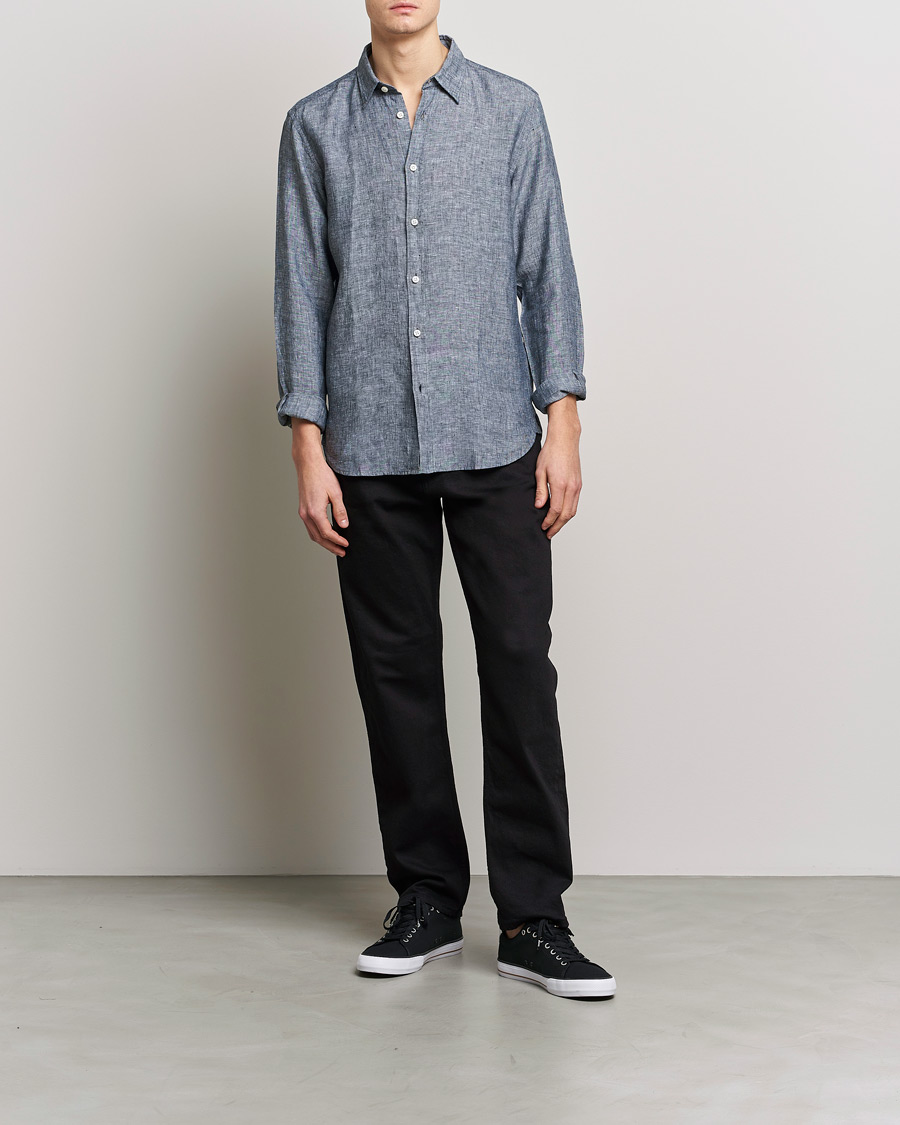 Men | Shirts | BOSS BLACK | Liam Linen Shirt Dark Blue