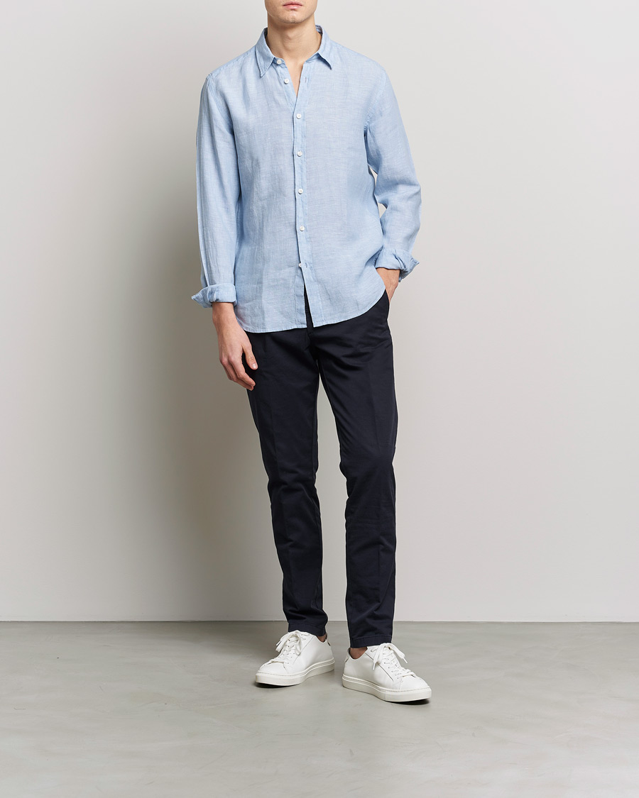 Men | Shirts | BOSS BLACK | Liam Linen Shirt Open Blue
