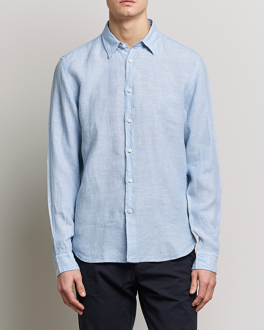 Men | Linen Shirts | BOSS BLACK | Liam Linen Shirt Open Blue