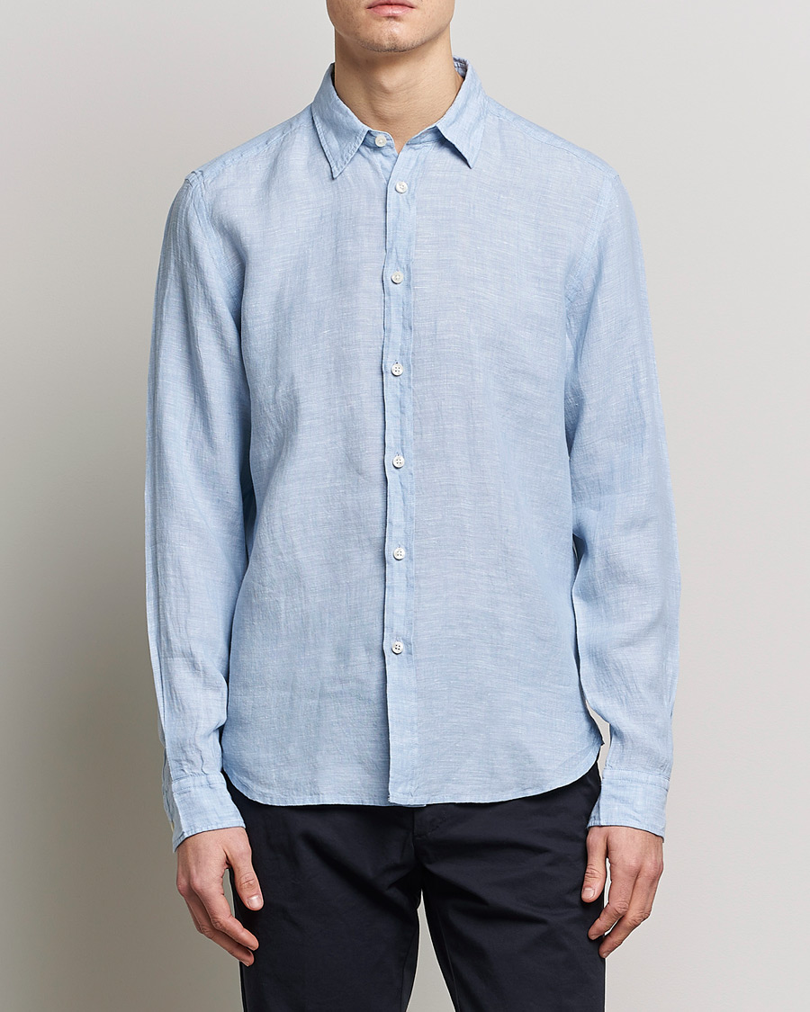 Men | Shirts | BOSS BLACK | Liam Linen Shirt Open Blue