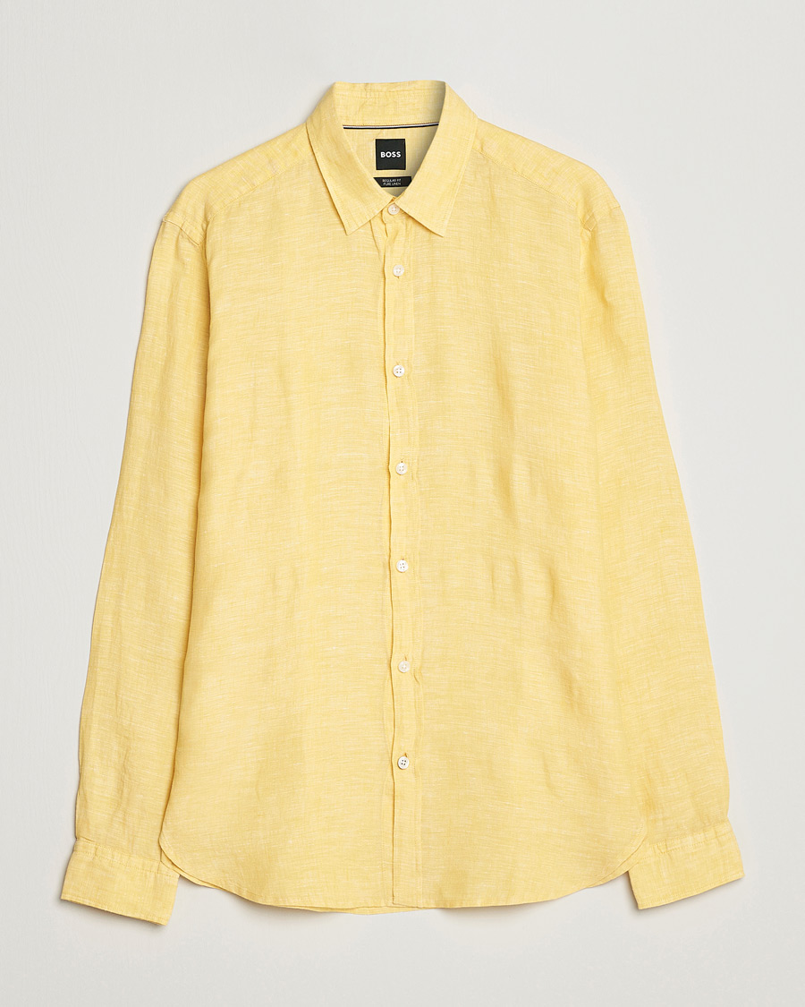 Men | Shirts | BOSS BLACK | Liam Linen Shirt Bright Yellow