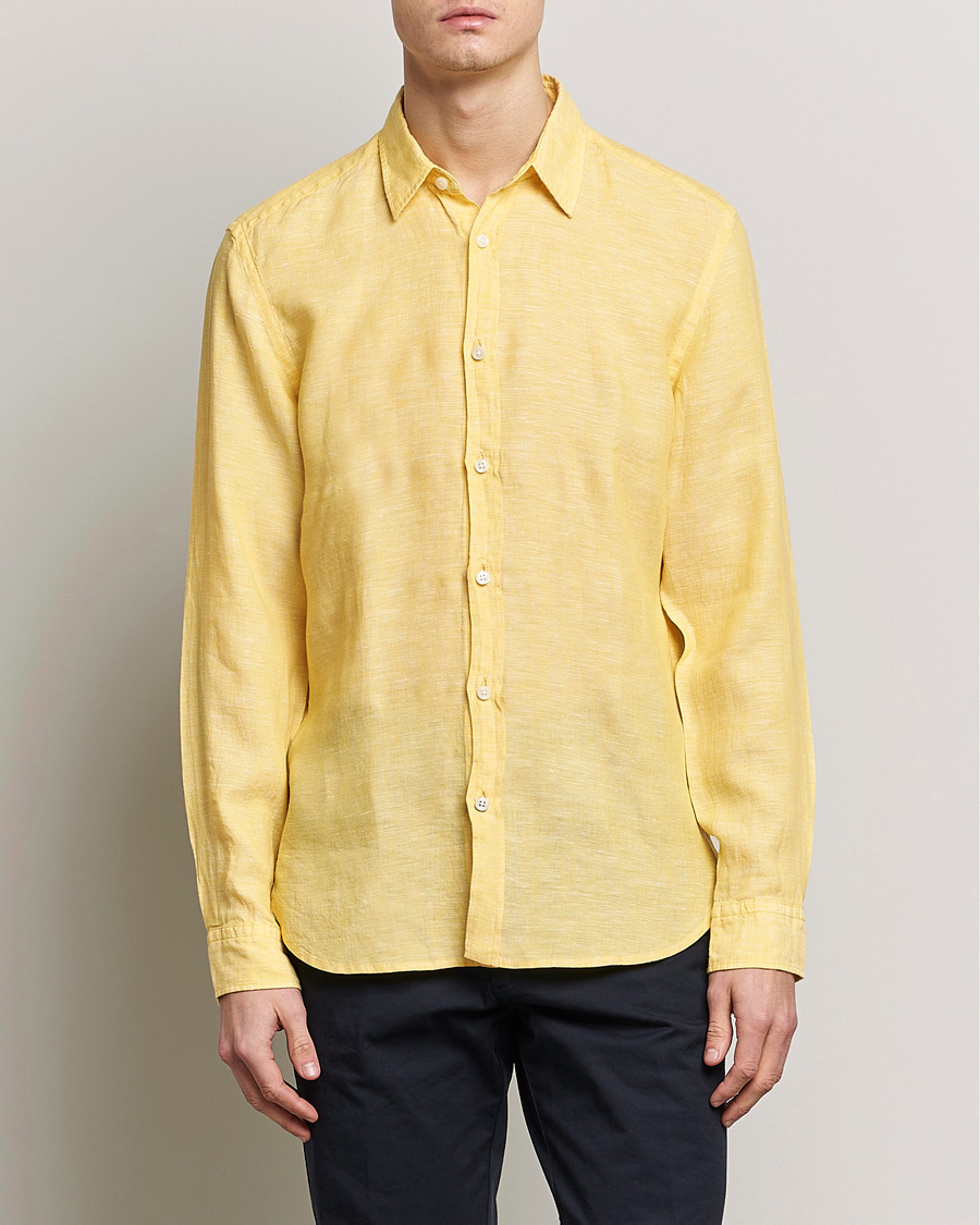 Men | Linen Shirts | BOSS BLACK | Liam Linen Shirt Bright Yellow