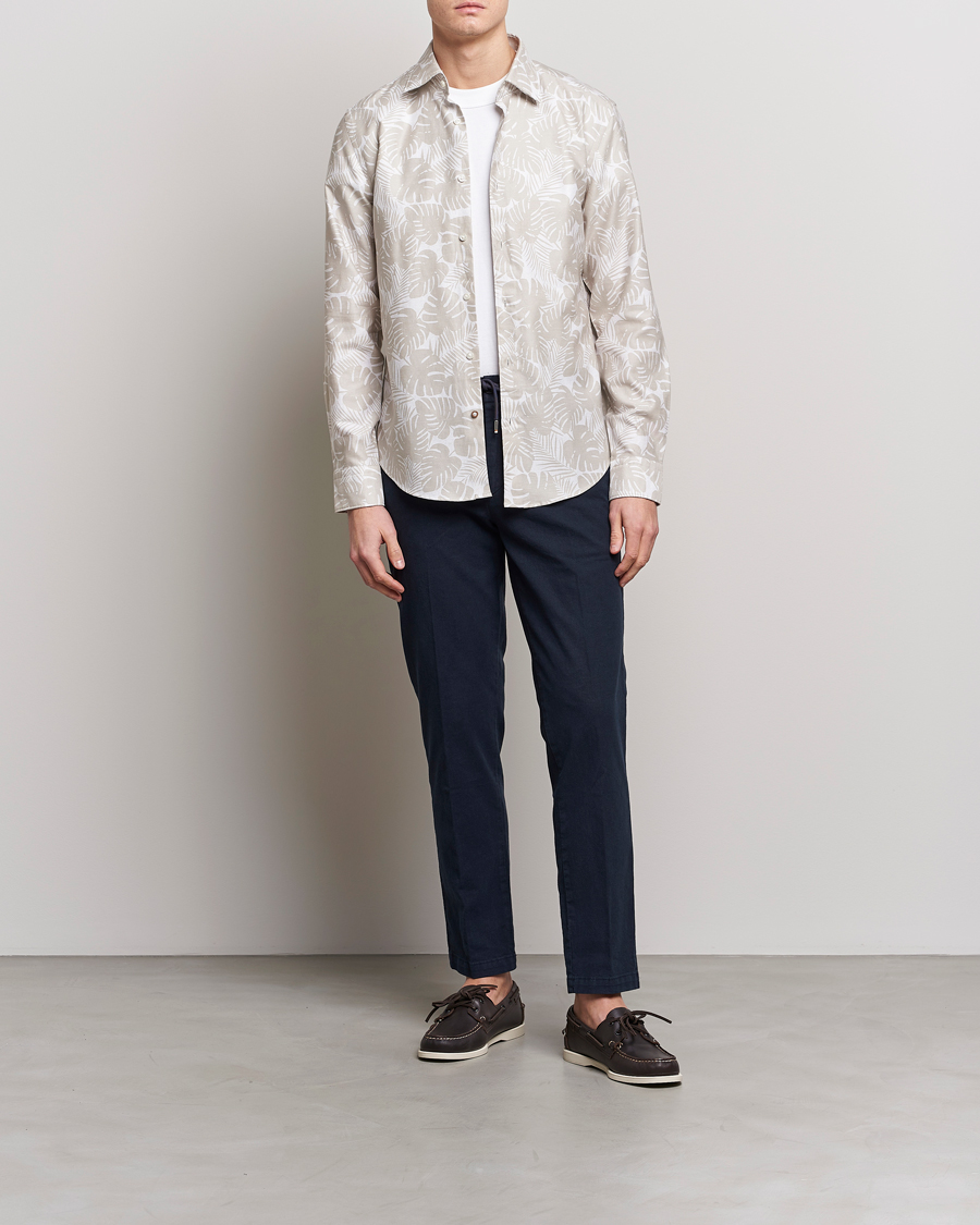 Men | Shirts | BOSS BLACK | Hal Cotton/Linen Flower Shirt Light Beige