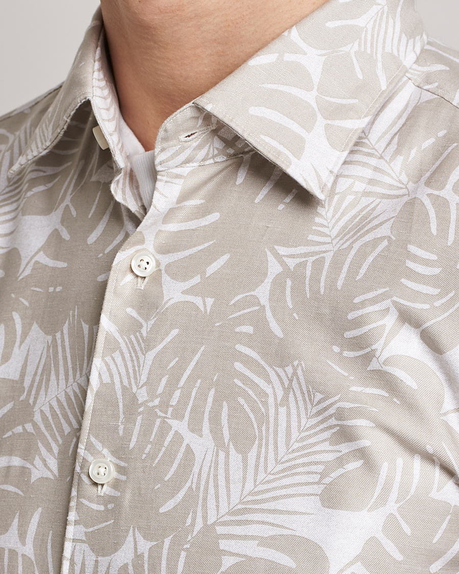 Men | Shirts | BOSS BLACK | Hal Cotton/Linen Flower Shirt Light Beige