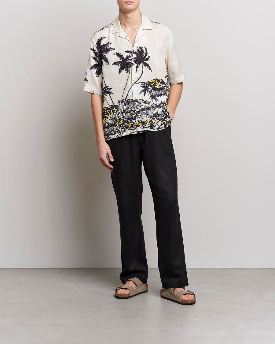 Men | Shirts | BOSS BLACK | Lars Printed Resort Collar Shirt Open White