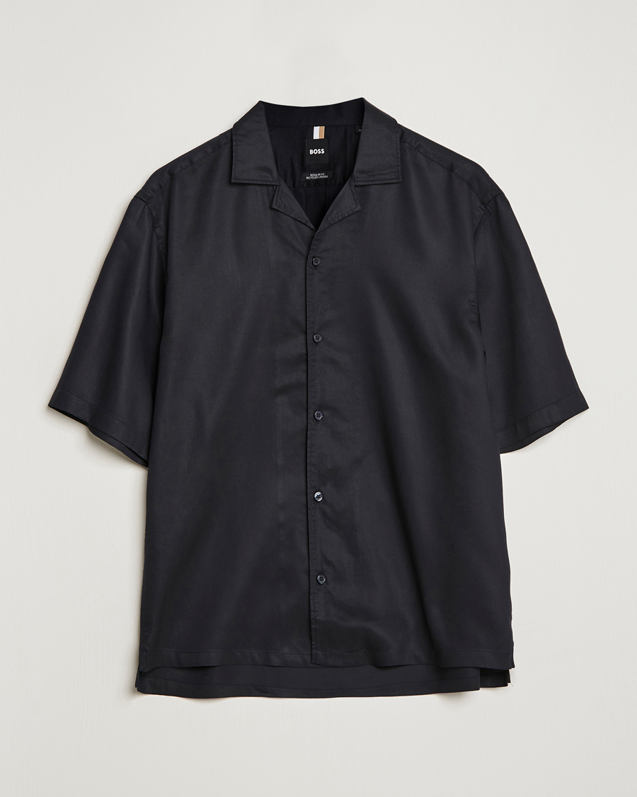 Men | Shirts | BOSS BLACK | Lars Resort Collar Short Sleeve Black