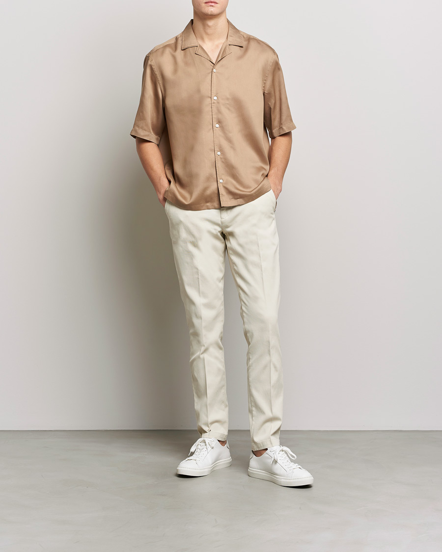 Men | Shirts | BOSS BLACK | Lars Resort Collar Short Sleeve Medium Beige