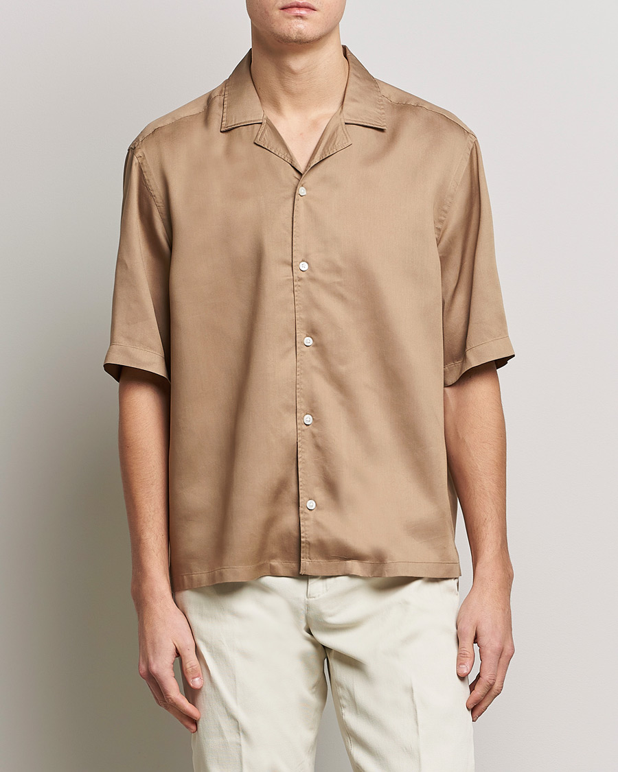 Men | Short Sleeve Shirts | BOSS BLACK | Lars Resort Collar Short Sleeve Medium Beige