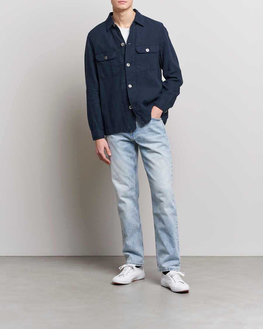 Men | Shirts | BOSS BLACK | Carper Linen Overshirt Dark Blue