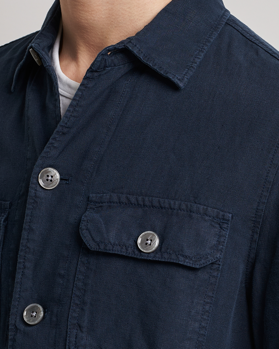 Men | Shirts | BOSS BLACK | Carper Linen Overshirt Dark Blue