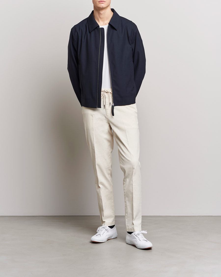 Men | Trousers | BOSS BLACK | Kane Cotton/Linen Drawstring Trousers Open White