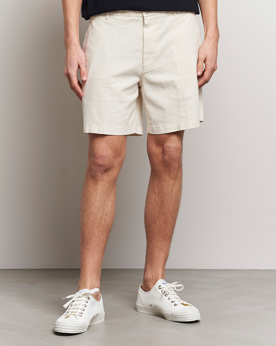 Men |  | BOSS BLACK | Karlos Cotton/Linen Shorts Open White