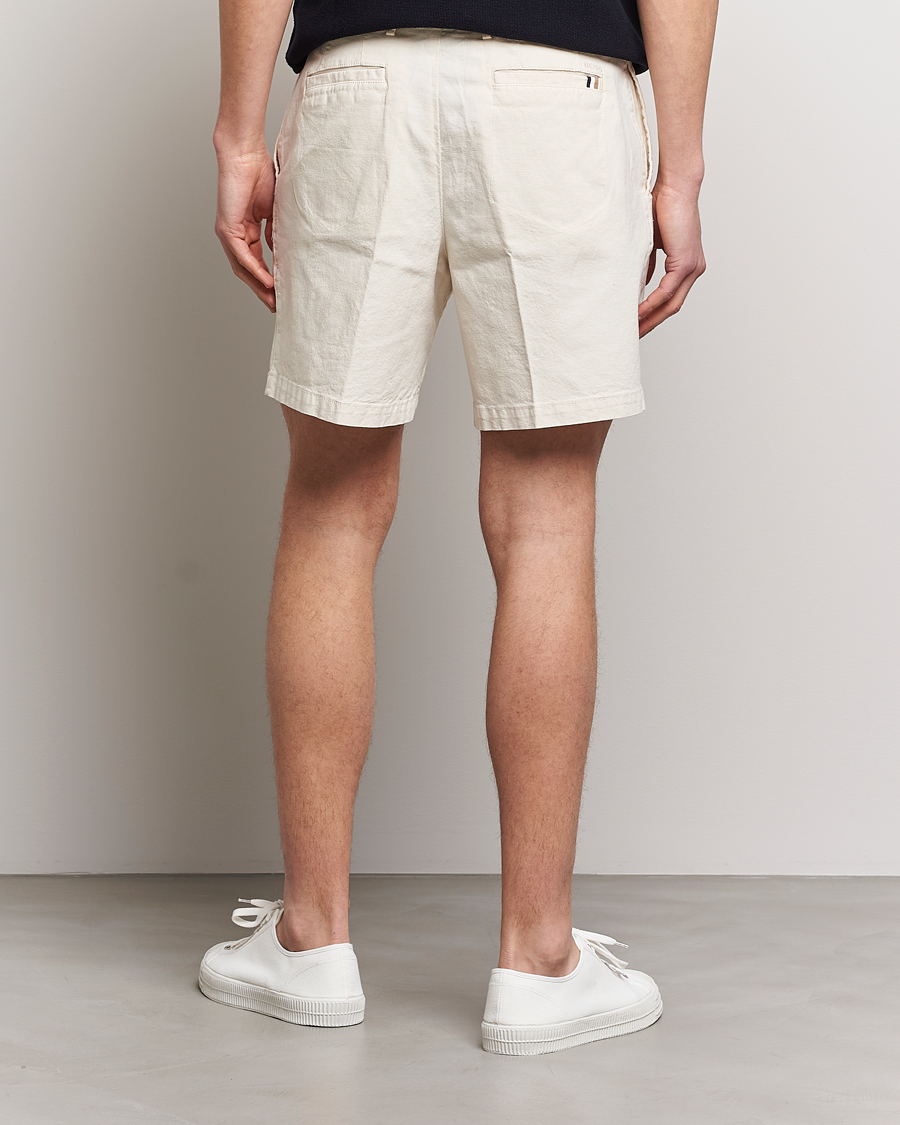 Men | Shorts | BOSS BLACK | Karlos Cotton/Linen Shorts Open White