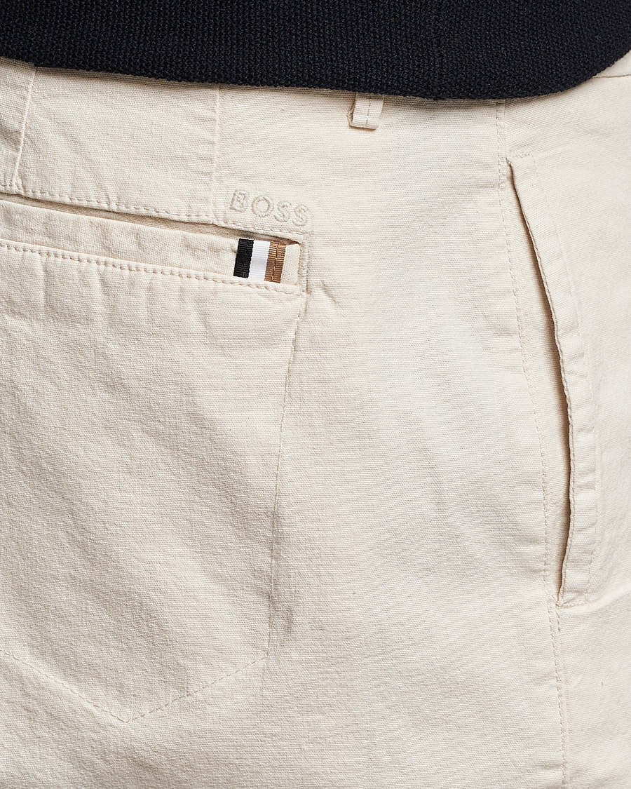 Men | Shorts | BOSS BLACK | Karlos Cotton/Linen Shorts Open White