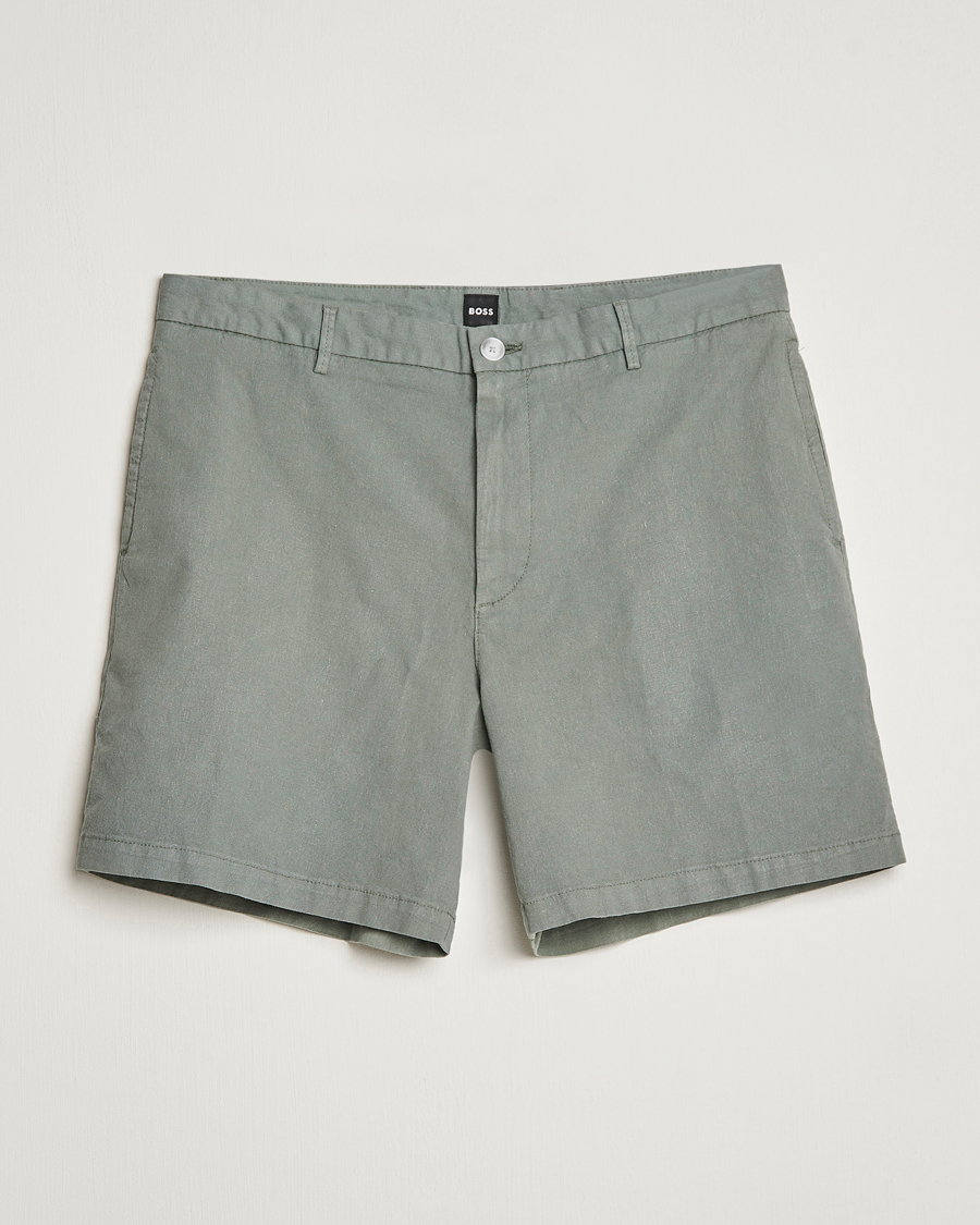 Men | Shorts | BOSS BLACK | Karlos Cotton/Linen Shorts Open Green