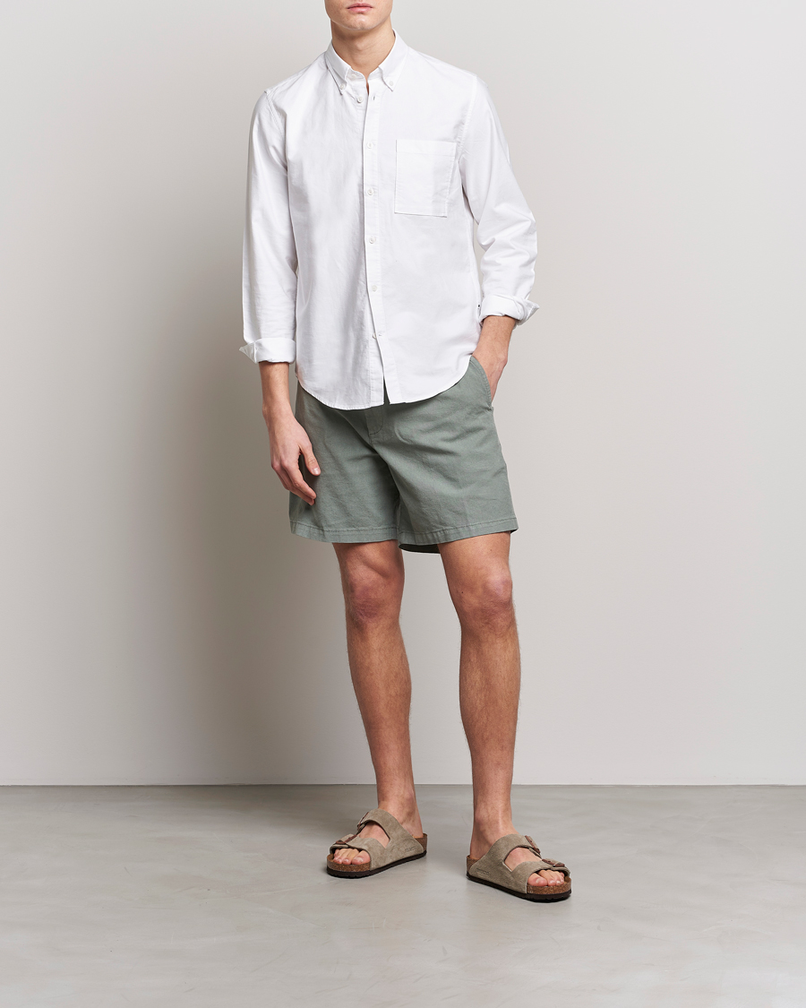 Men | Shorts | BOSS BLACK | Karlos Cotton/Linen Shorts Open Green