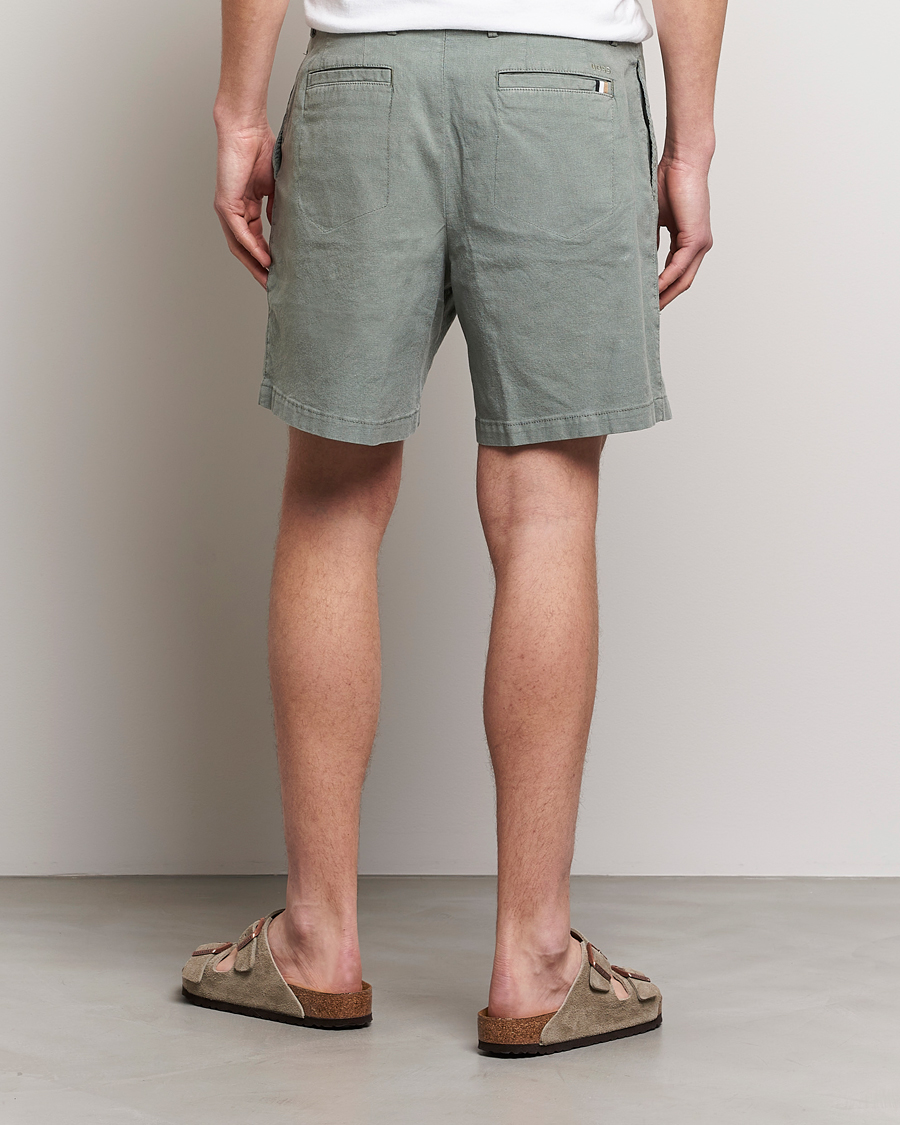 Men | Shorts | BOSS BLACK | Karlos Cotton/Linen Shorts Open Green