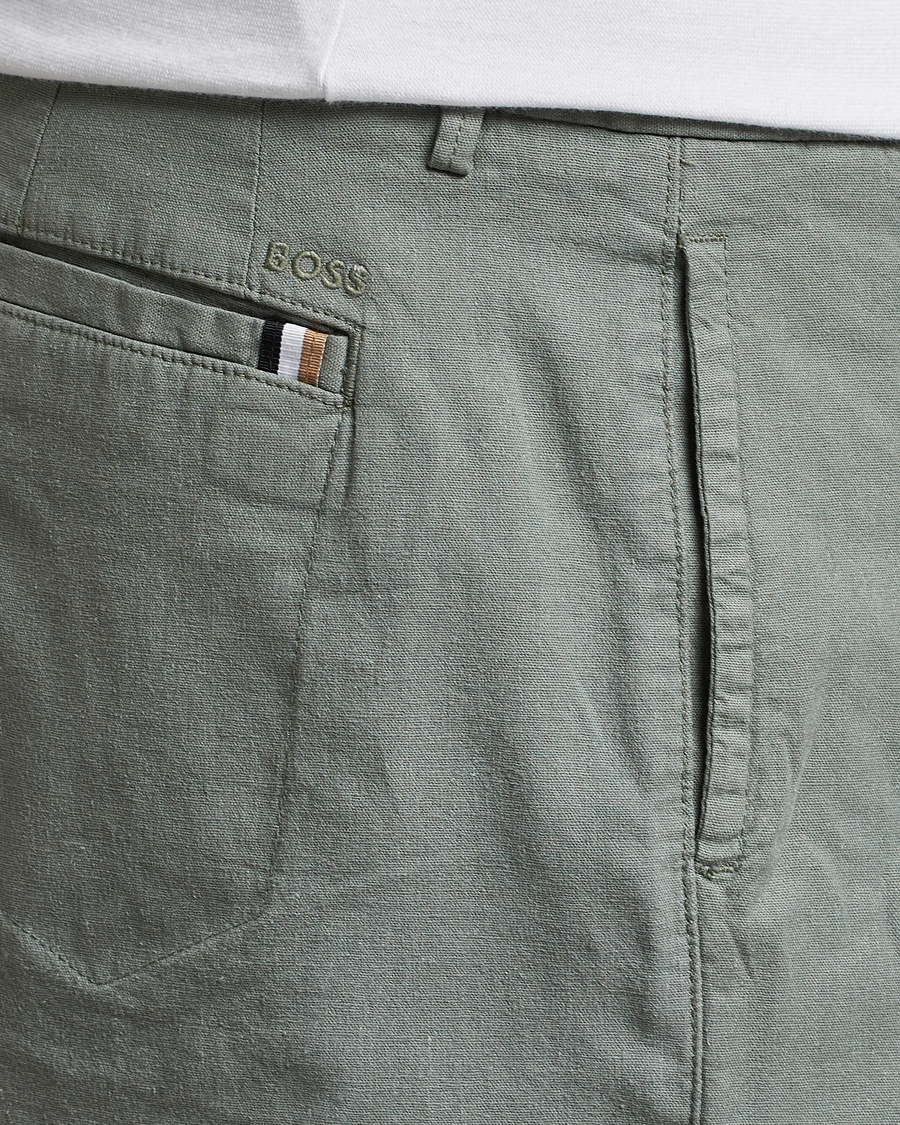 Men | Shorts | BOSS BLACK | Karlos Cotton/Linen Shorts Open Green