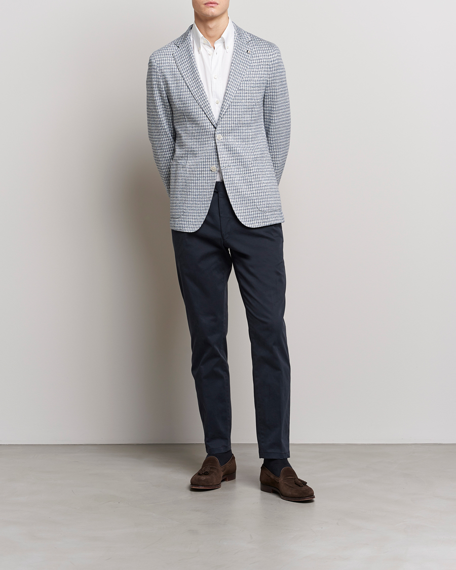 Men | Blazers | BOSS BLACK | Hanry Linen/Cotton Structured Blazer Open Blue