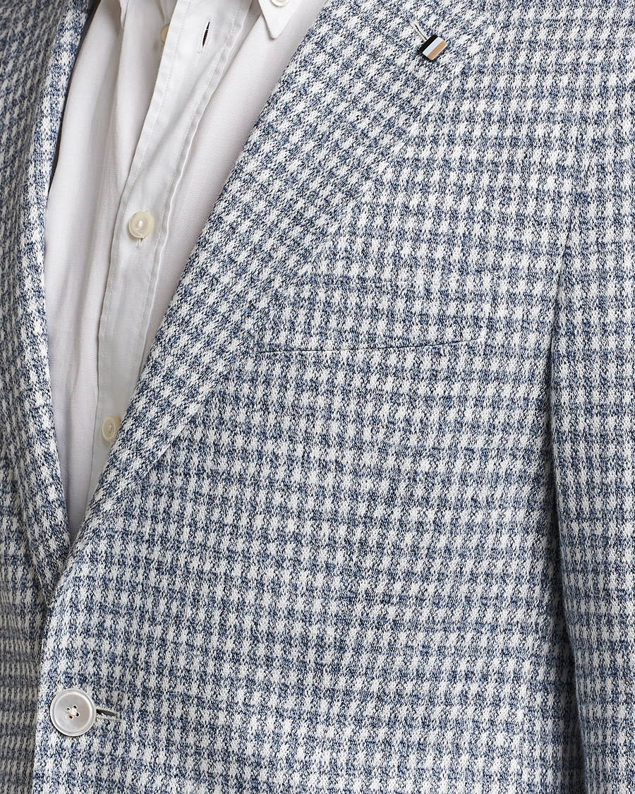 Men | Blazers | BOSS BLACK | Hanry Linen/Cotton Structured Blazer Open Blue