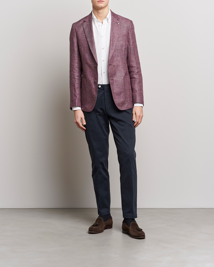 Men | Blazers | BOSS BLACK | Hanry Linen/Wool Blazer Dark Red