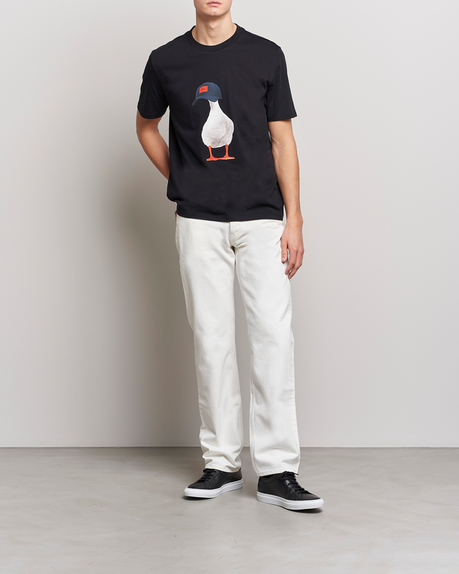 Men | T-Shirts | HUGO | Ducky Printed Crew Neck T-Shirt Black