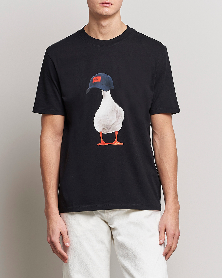 Men | T-Shirts | HUGO | Ducky Printed Crew Neck T-Shirt Black
