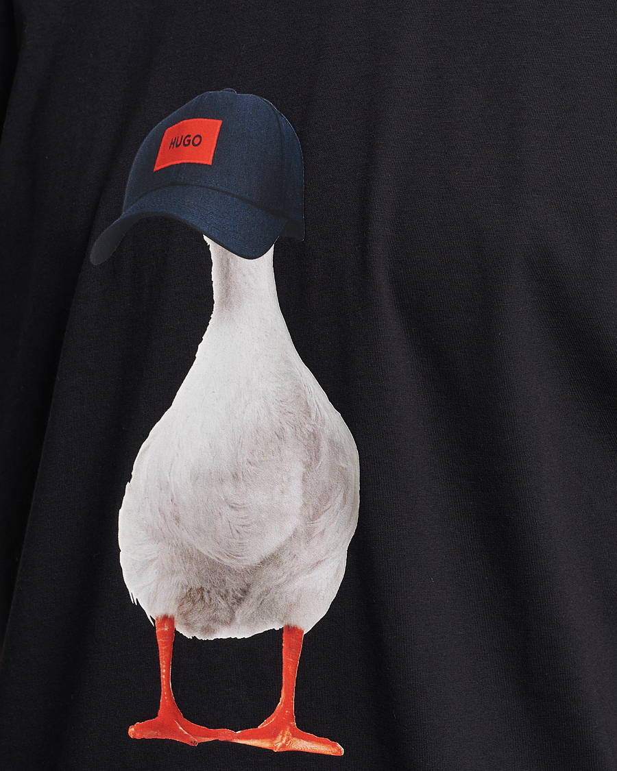 Men | T-Shirts | HUGO | Ducky Printed Crew Neck T-Shirt Black