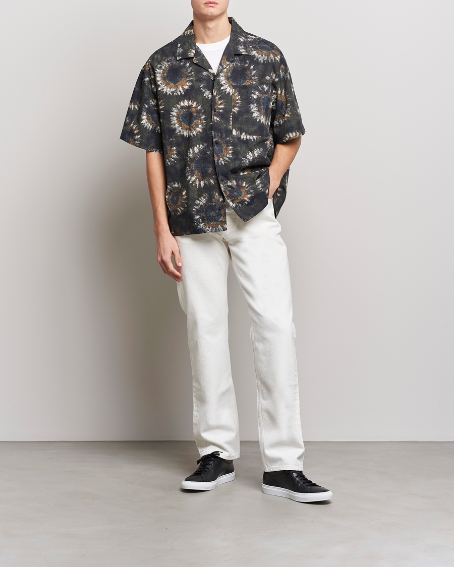 Men | Shirts | HUGO | Egeeno Printed Resort Collar Short Sleeve Shirt Green