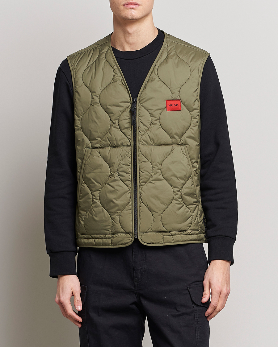 Men | Coats & Jackets | HUGO | Bethano Onion Quilt Vest Open Green