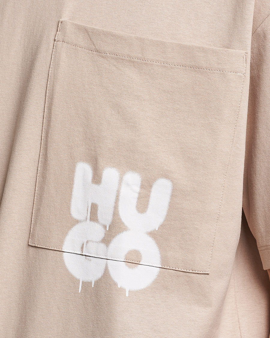 Men | T-Shirts | HUGO | Dampato Logo Pocket Crew Neck T-Shirt Light Beige