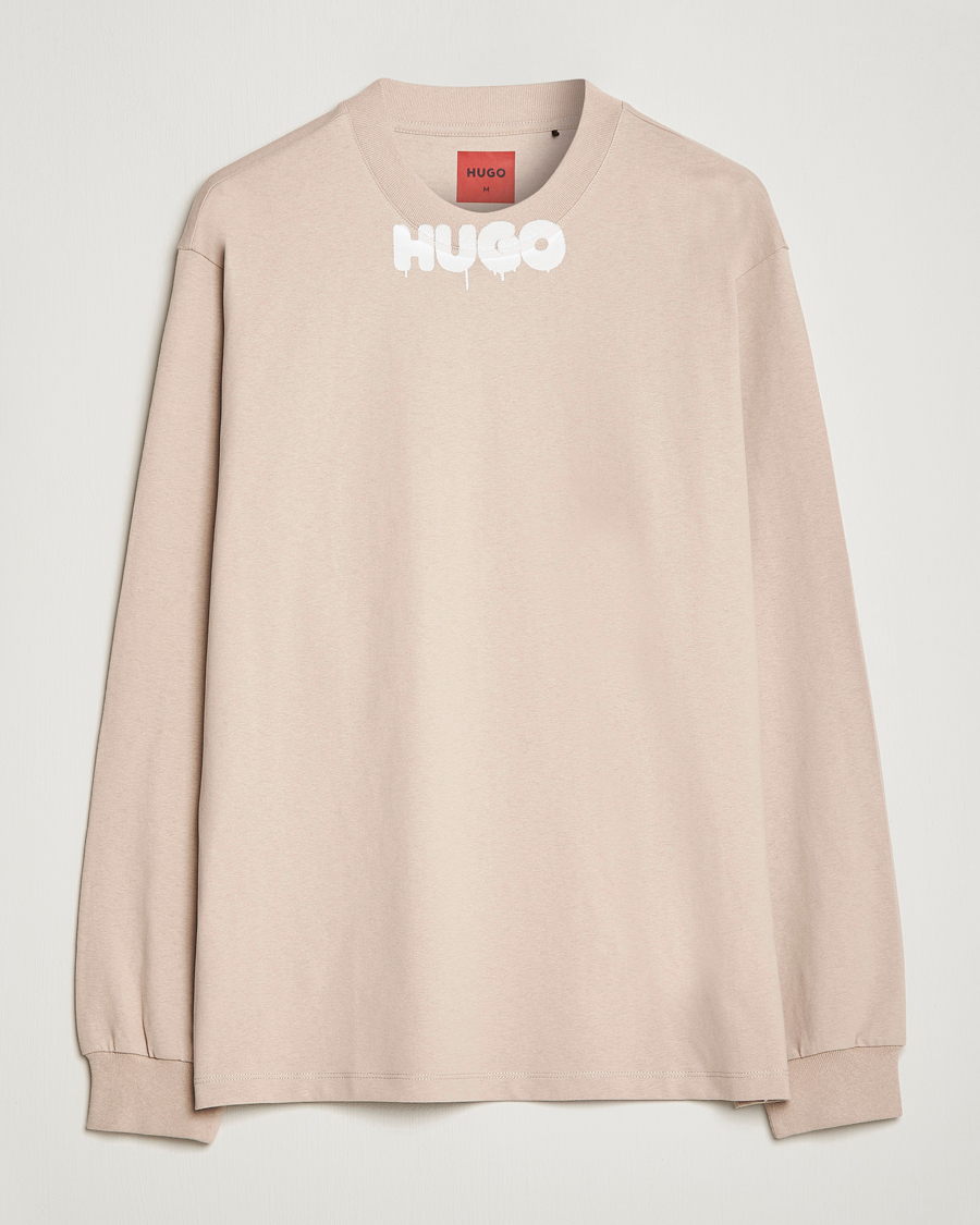 Men | Sweaters & Knitwear | HUGO | Dotopaxi Logo Crew Neck Sweatshirt Light Beige
