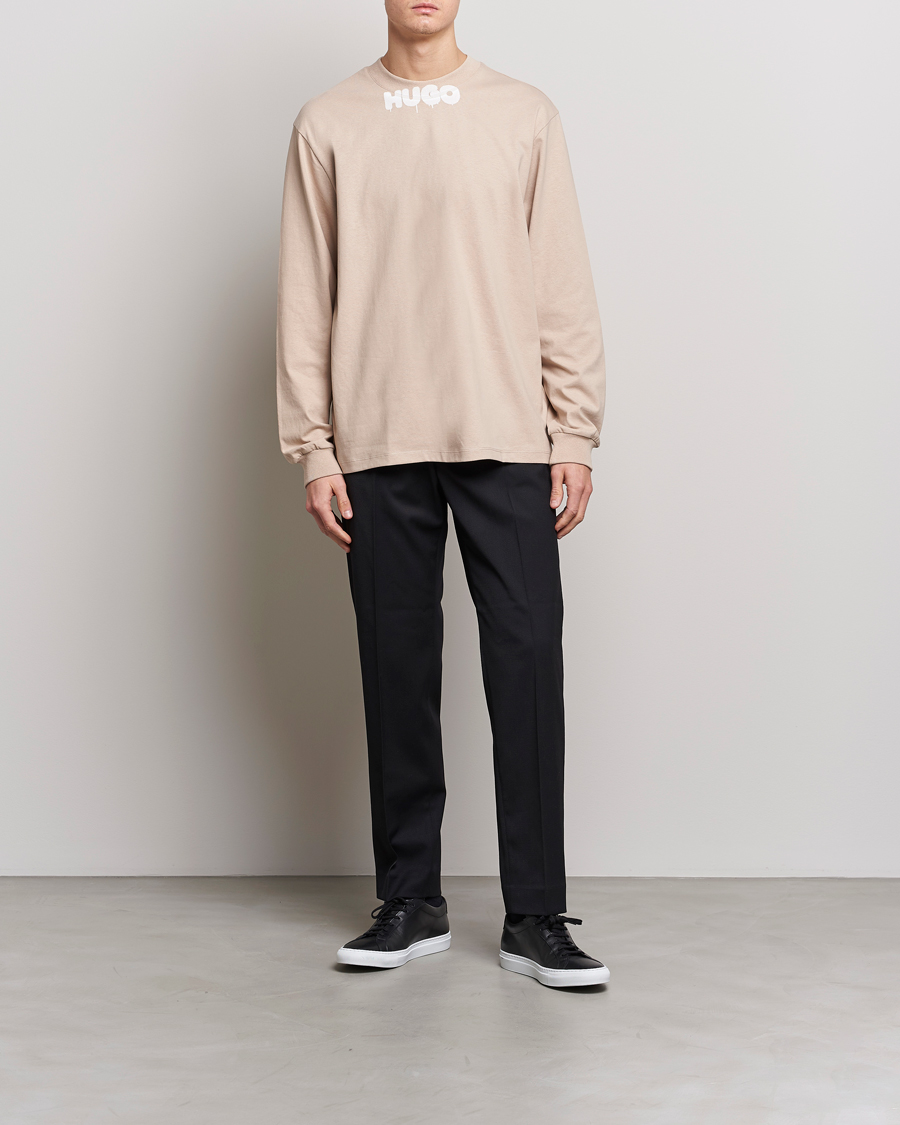 Men | Sweaters & Knitwear | HUGO | Dotopaxi Logo Crew Neck Sweatshirt Light Beige