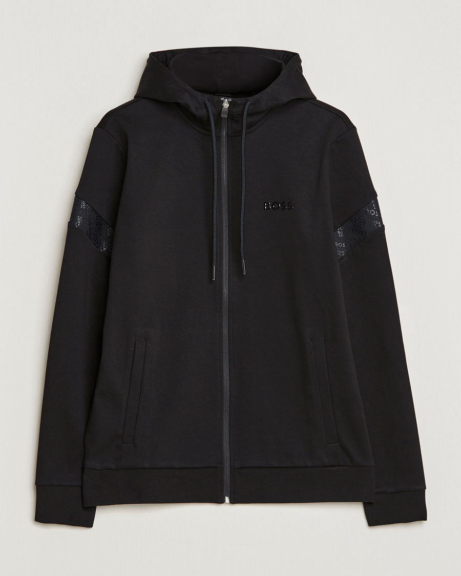 Men | Sweaters & Knitwear | BOSS GREEN | Saggy Mirror Full-Zip Hoodie Black
