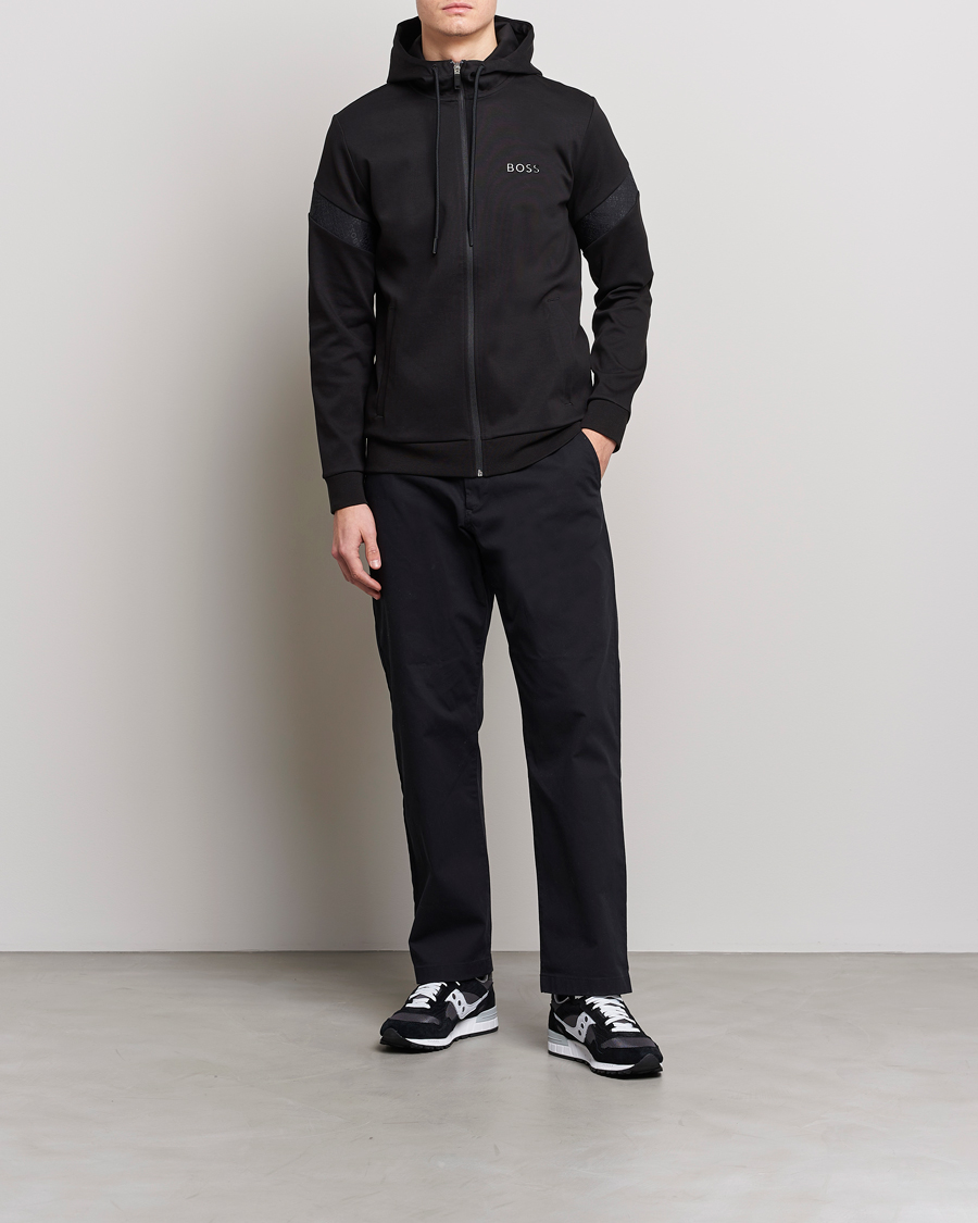 Men | Sweaters & Knitwear | BOSS GREEN | Saggy Mirror Full-Zip Hoodie Black
