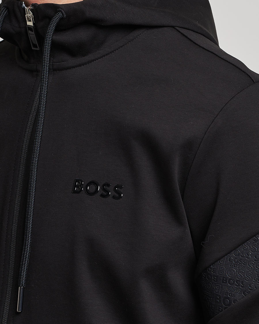 Men | Sweaters & Knitwear | BOSS GREEN | Saggy Mirror Full-Zip Hoodie Black